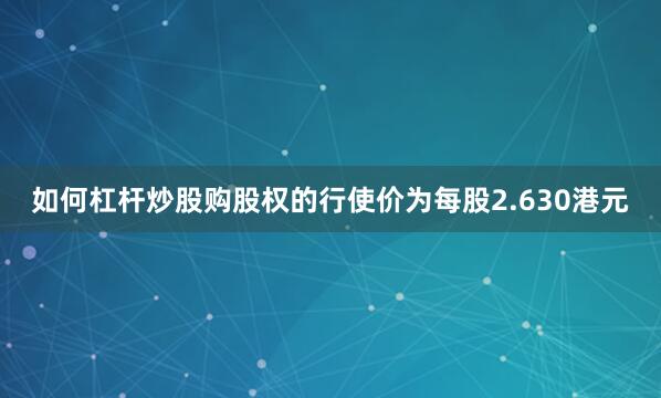 如何杠杆炒股购股权的行使价为每股2.630港元